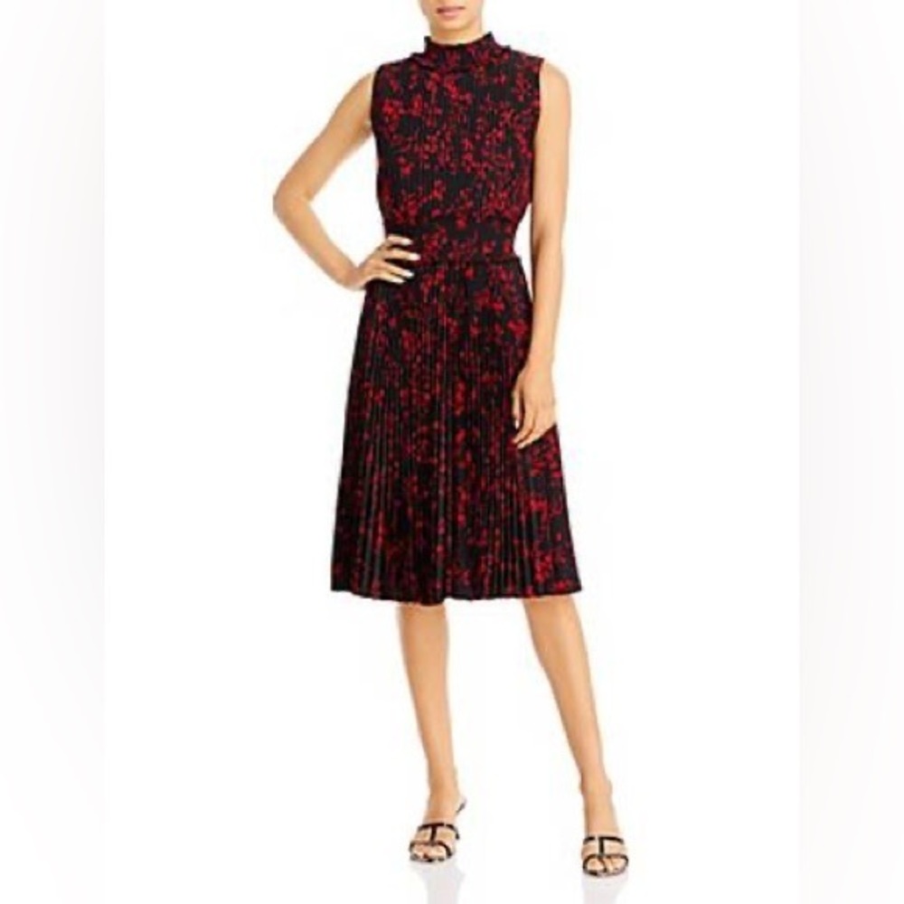 💖Nanette Lepore NWT pleated midi floral dress size 6, black/red